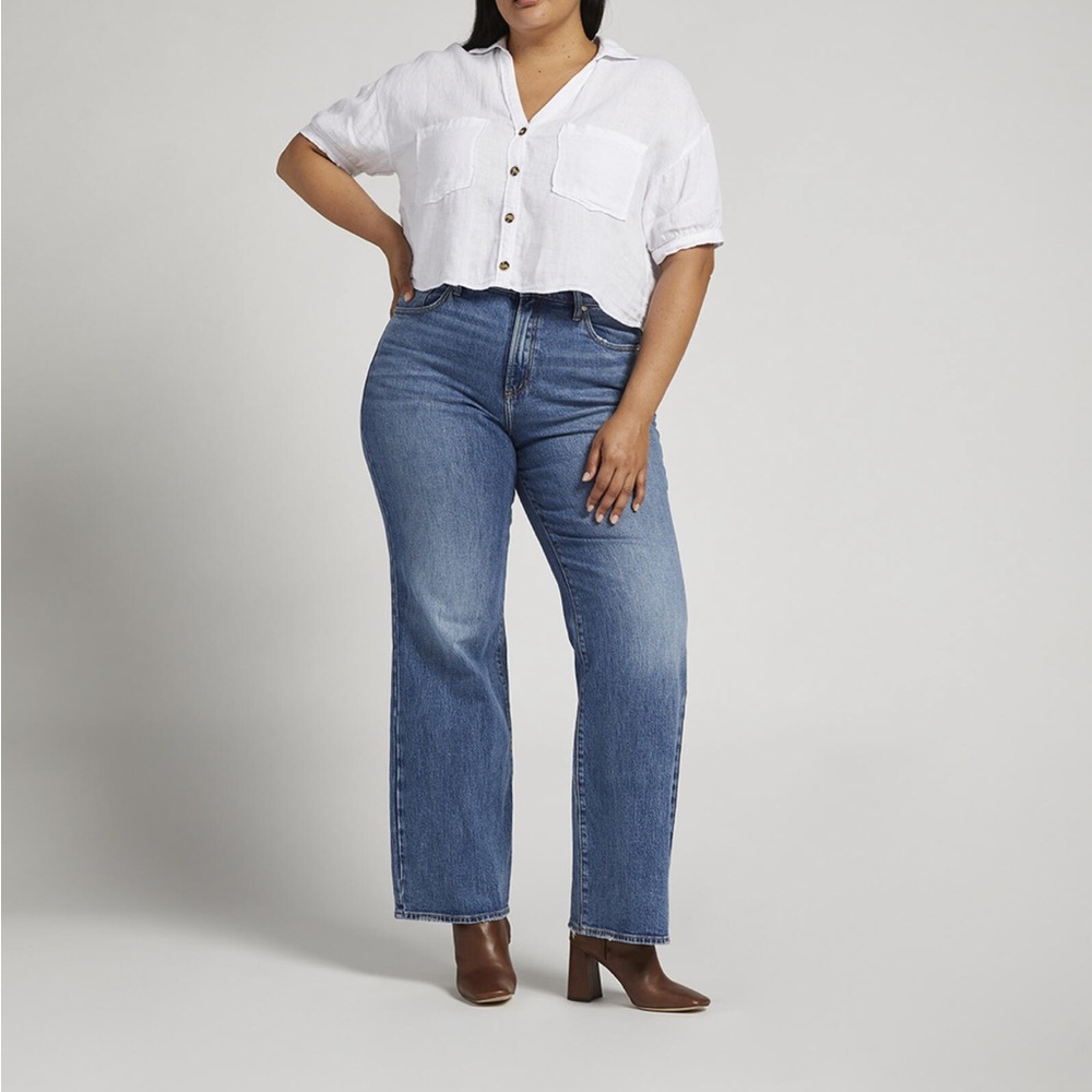 Silver Jean Co Highly Desirable High Rise Trouser Leg Jeans Plus Size